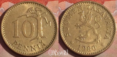 Финляндия 10 пенни 1980 года, KM# 46, 124b-115