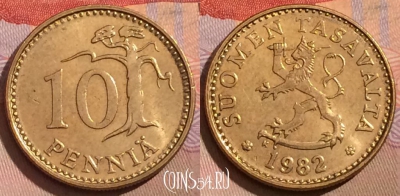 Финляндия 10 пенни 1982 года, KM# 46, 172a-041