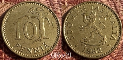 Финляндия 10 пенни 1982 года, KM# 46, 360s-014