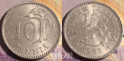 Финляндия 10 пенни 1983 года, KM# 46a, 187a-137