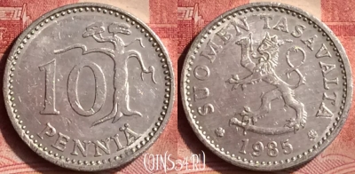 Финляндия 10 пенни 1985 года, KM# 46a, 093m-138