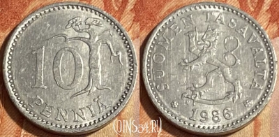 Финляндия 10 пенни 1986 года, KM# 46a, 463q-179