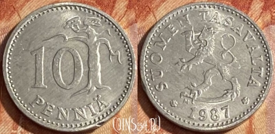 Финляндия 10 пенни 1987 года, KM# 46a, 462r-195