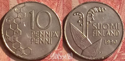 Финляндия 10 пенни 1990 года, KM# 65, 356n-103