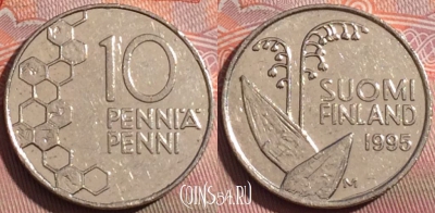 Финляндия 10 пенни 1995 года, KM# 65, 255a-079