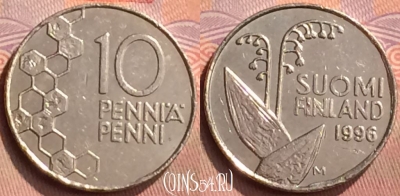 Финляндия 10 пенни 1996 года, KM# 65, 429-121
