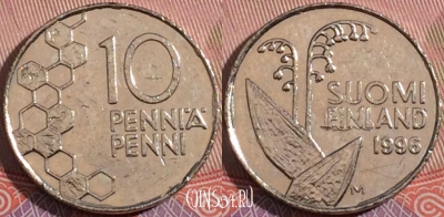 Финляндия 10 пенни 1996 года, KM# 65, a055-192