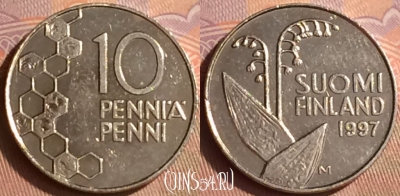 Финляндия 10 пенни 1997 года, KM# 65, 432-064