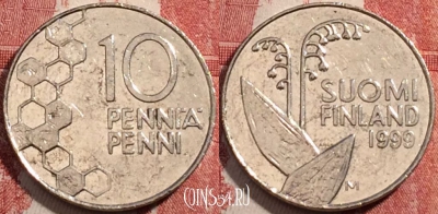Финляндия 10 пенни 1999 года, KM# 65, 207-063