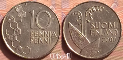 Финляндия 10 пенни 2000 года, KM# 65, 087o-058