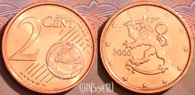 Финляндия 2 евроцента 2000 года, KM# 99, UNC, 089l-025