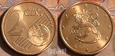 Финляндия 2 евроцента 2003 года, KM# 99, UNC, 504s-041