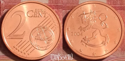 Финляндия 2 евроцента 2004 года, KM# 99, UNC, 390-055