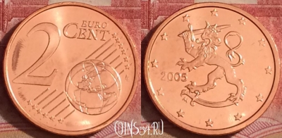 Финляндия 2 евроцента 2005 года, KM# 99, UNC, 390-094