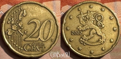 Финляндия 20 евроцентов 2002 года, KM# 102, 467s-616