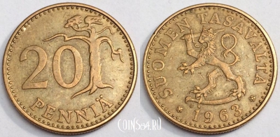 Финляндия 20 пенни 1963 года, 80-066a