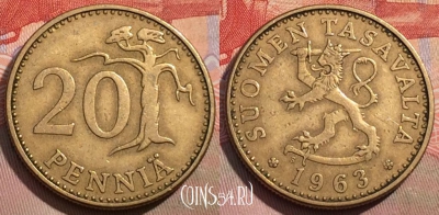 Финляндия 20 пенни 1963 года, KM# 47, 149a-103