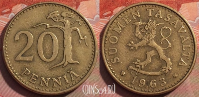 Финляндия 20 пенни 1963 года, KM# 47, 246a-076