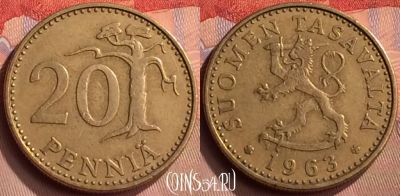 Финляндия 20 пенни 1963 года, KM# 47, 418-141