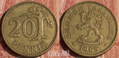 Финляндия 20 пенни 1965 года, KM# 47, 418p-082