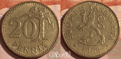 Финляндия 20 пенни 1968 года, KM# 47, 174r-087