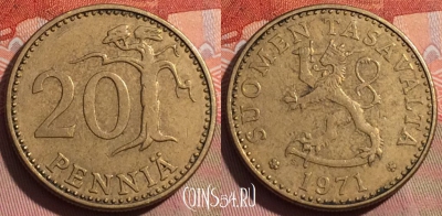 Финляндия 20 пенни 1971 года, KM# 47, 246a-011