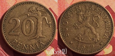 Финляндия 20 пенни 1972 года, KM# 47, 205i-136