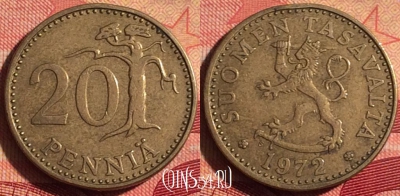 Финляндия 20 пенни 1972 года, KM# 47, 234i-094