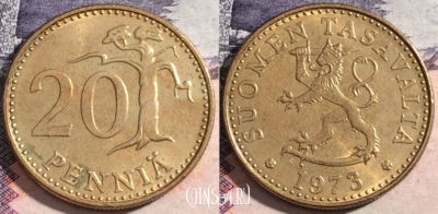 Финляндия 20 пенни 1973 года, KM# 47, 205-046