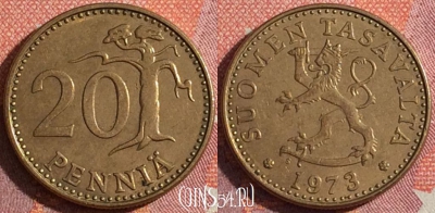 Финляндия 20 пенни 1973 года, KM# 47, 344-025