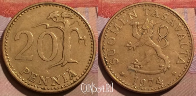Финляндия 20 пенни 1974 года, KM# 47, 171a-130