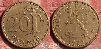 Финляндия 20 пенни 1976 года, KM# 47, 092m-122