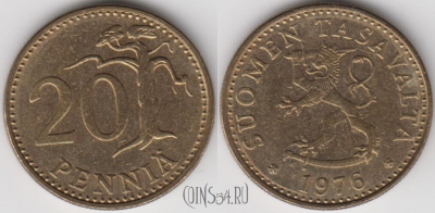 Финляндия 20 пенни 1976 года, KM# 47, 126-010