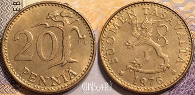 Финляндия 20 пенни 1976 года, KM# 47, 137-120