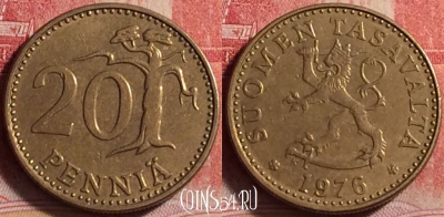 Финляндия 20 пенни 1976 года, KM# 47, 218j-049