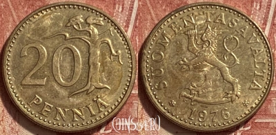 Финляндия 20 пенни 1976 года, KM# 47, 329q-053