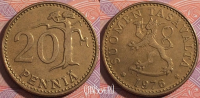 Финляндия 20 пенни 1976 года, KM# 47, a140-118