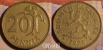 Финляндия 20 пенни 1978 года, KM# 47, 253b-078