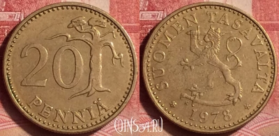 Финляндия 20 пенни 1978 года, KM# 47, 353l-001