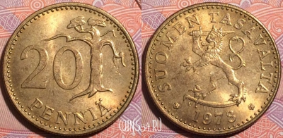 Финляндия 20 пенни 1978 года, KM# 47, a055-110