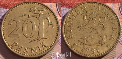 Финляндия 20 пенни 1981 года, KM# 47, 096b-016