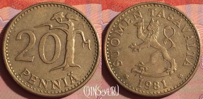 Финляндия 20 пенни 1981 года, KM# 47, 338i-044