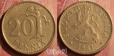 Финляндия 20 пенни 1981 года, KM# 47, 410n-071