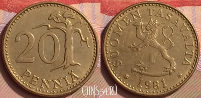 Финляндия 20 пенни 1981 года, KM# 47, 442-081