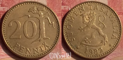 Финляндия 20 пенни 1982 года, KM# 47, 127m-054