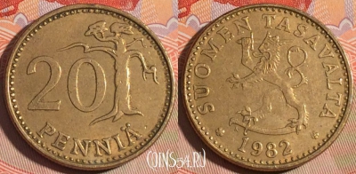 Финляндия 20 пенни 1982 года, KM# 47, 198a-059