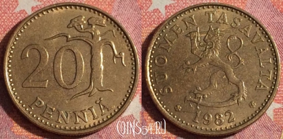 Финляндия 20 пенни 1982 года, KM# 47, 359-081