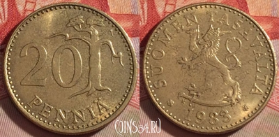 Финляндия 20 пенни 1983 года, KM# 47, 091b-020