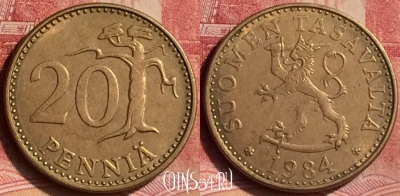 Финляндия 20 пенни 1984 года, KM# 47, 082m-030