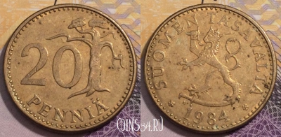 Финляндия 20 пенни 1984 года, KM# 47, 237-025